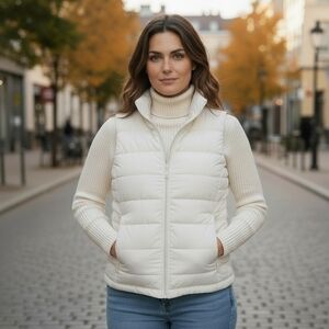 Lands' End aivory White Goose Down Puffer Vest  Womens Size XL (18)